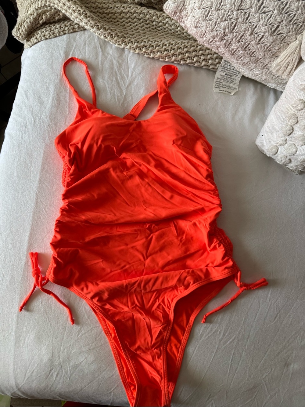 Fashion Nova Kids Neon Orange One-Piece Swimsuit